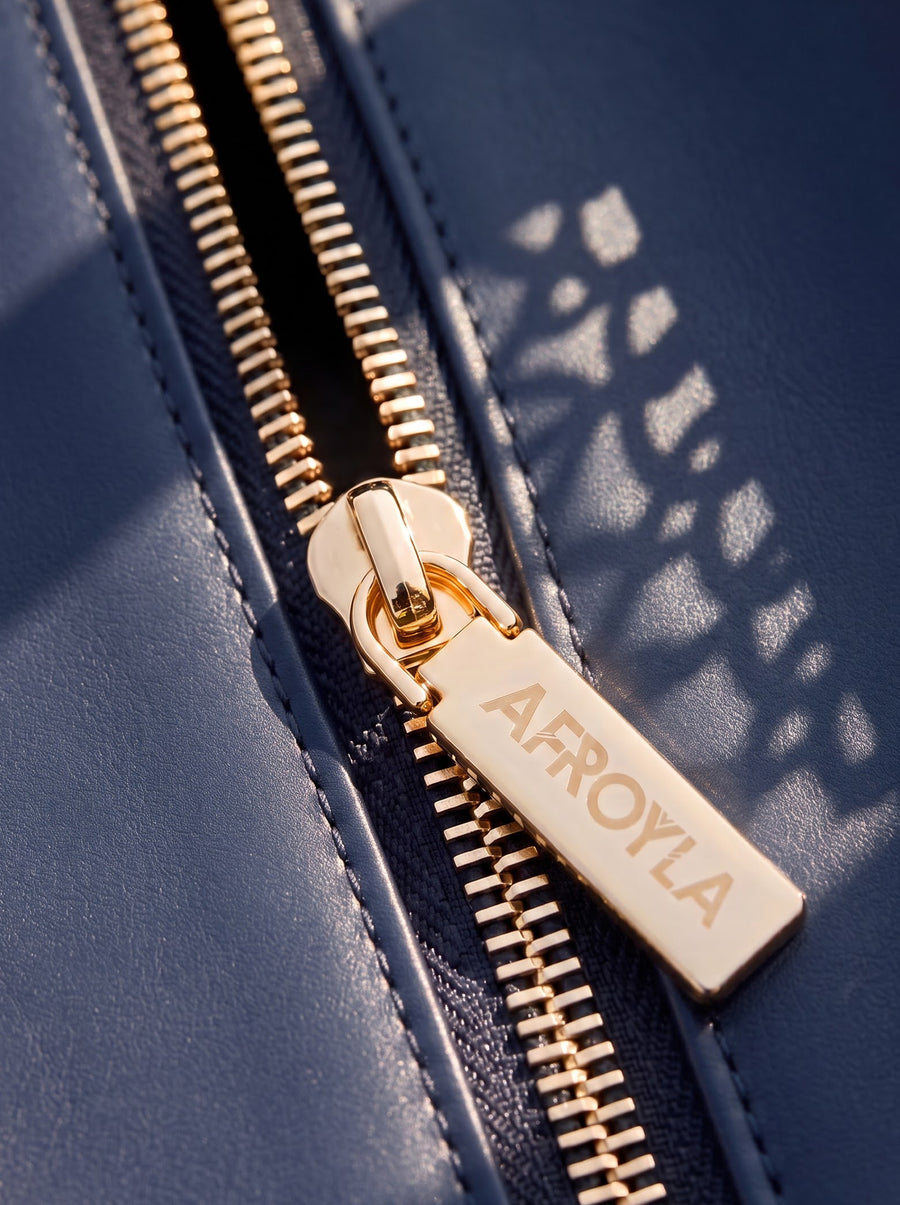 "Safiya" Navy Blue Chain Tote Bag