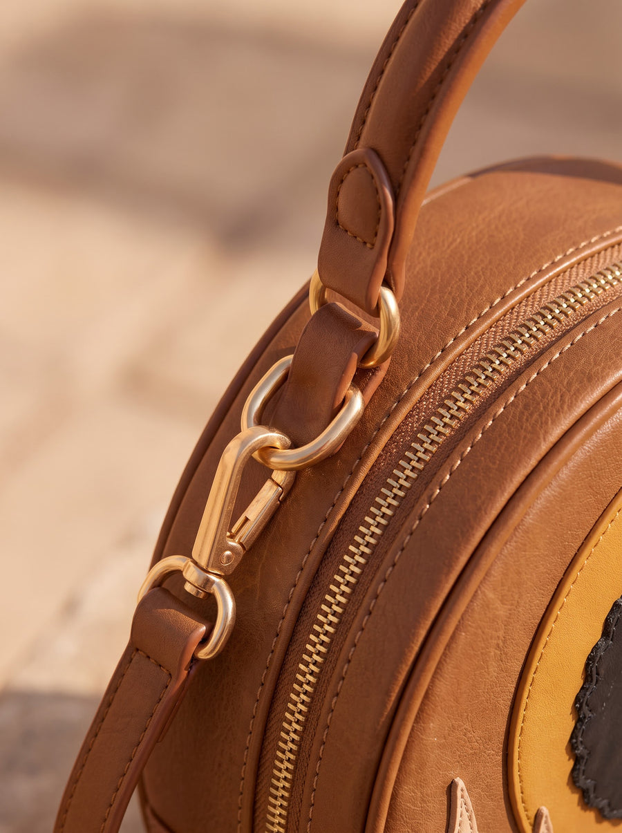 "Nuru" Applique Circle Crossbody Bag