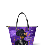 "Sanaa" Purple Crayon Leather Tote Bag Deal