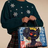 "Aina" Blueberry Snow Leather Handbag Deal