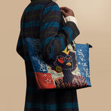 "Aina" Blueberry Snow Leather Tote Bag Deal