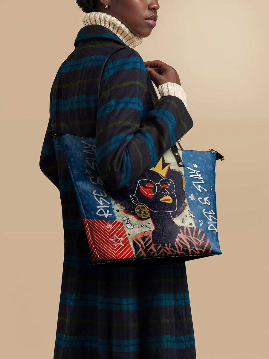"Aina" Blueberry Snow Leather Tote Bag - DD DEAL