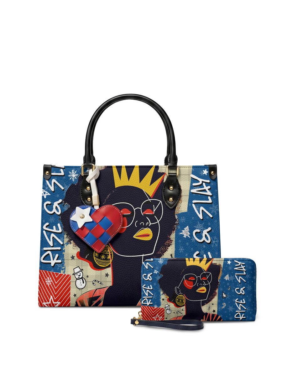 "Aina" Blueberry Snow Leather Handbag A250 Deal