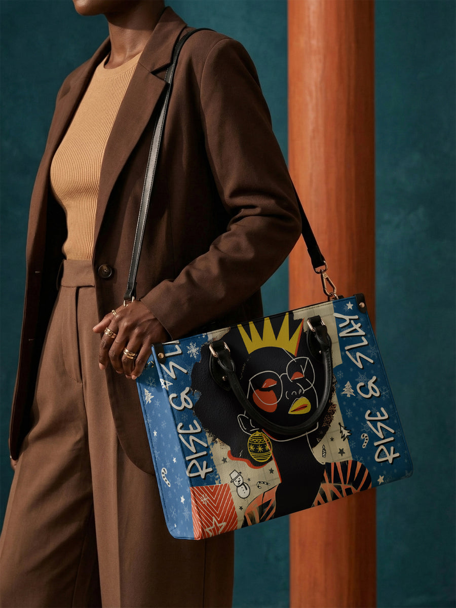 "Aina" Blueberry Snow Leather Handbag