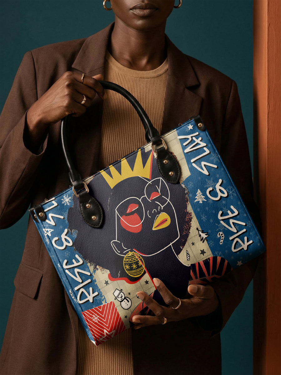 "Aina" Blueberry Snow Leather Handbag