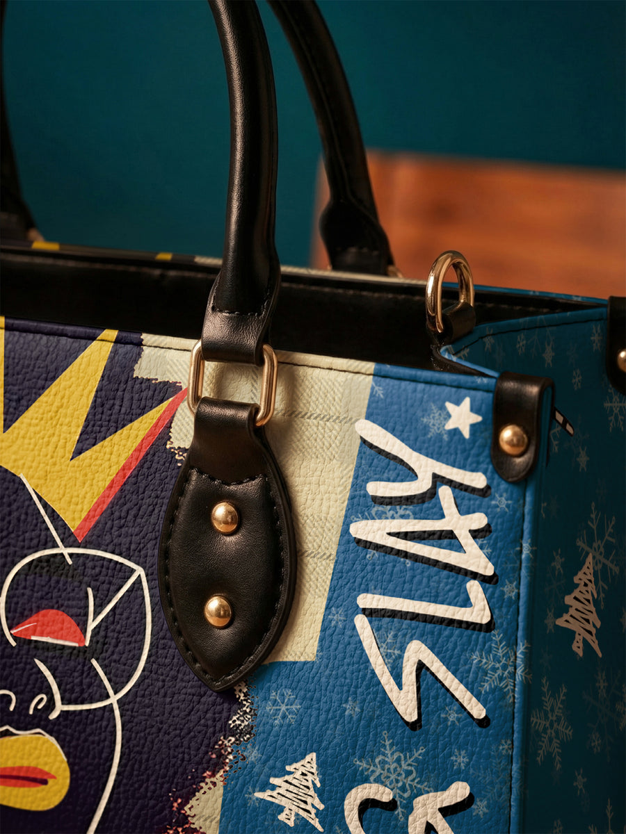 "Aina" Blueberry Snow Leather Handbag