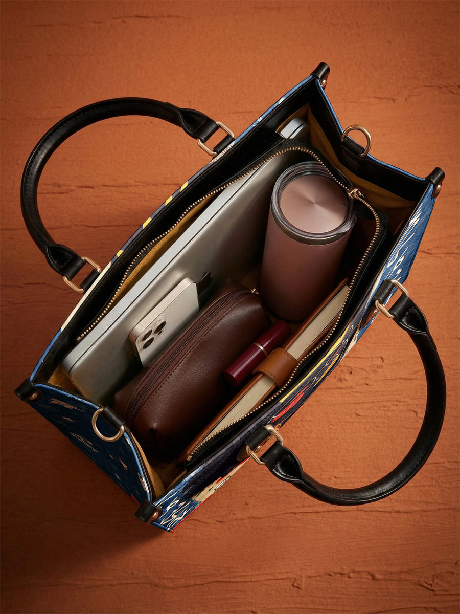 "Aina" Blueberry Snow Leather Handbag