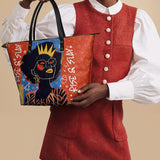 "Aina" Frosted Cherry Leather Tote Bag