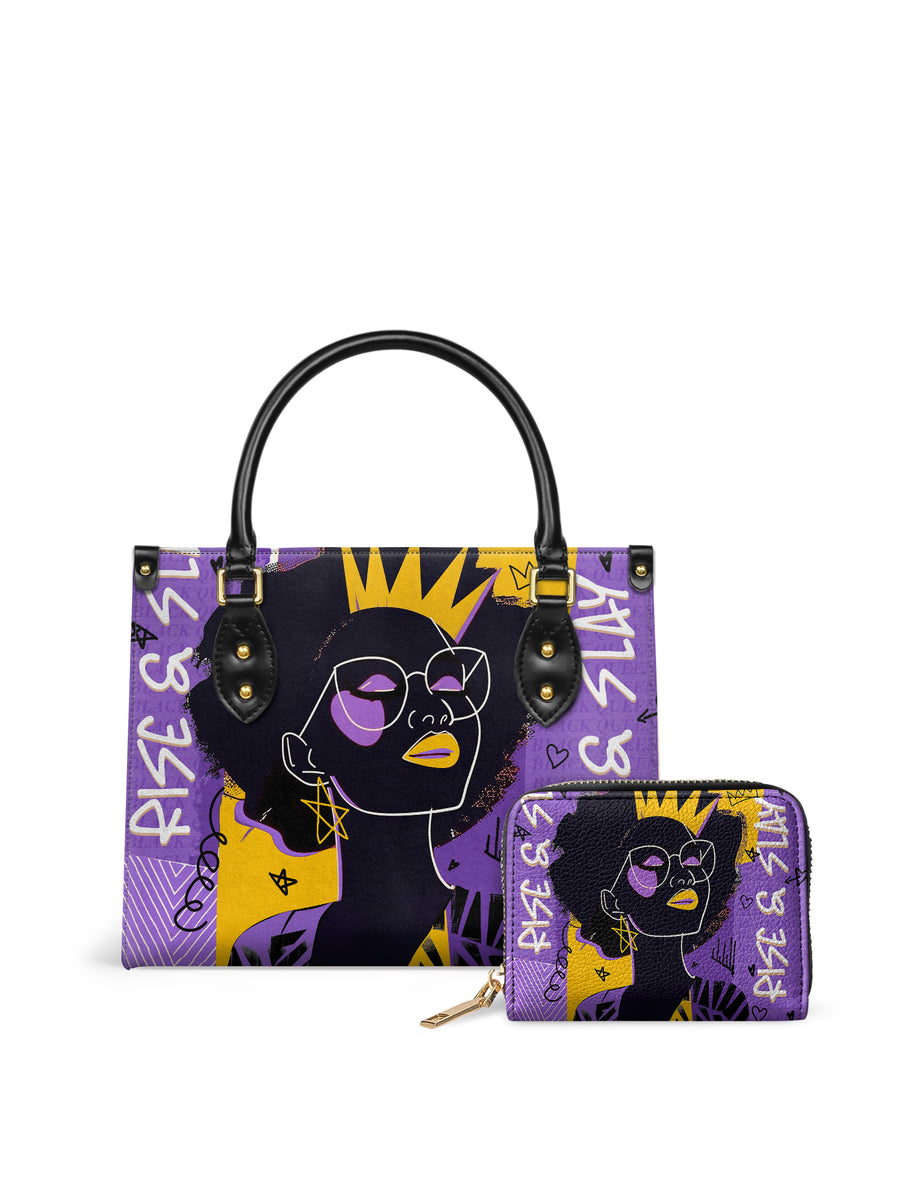 "Aina" Grape Soda Small Leather Handbag Matching Set - DD DEAL