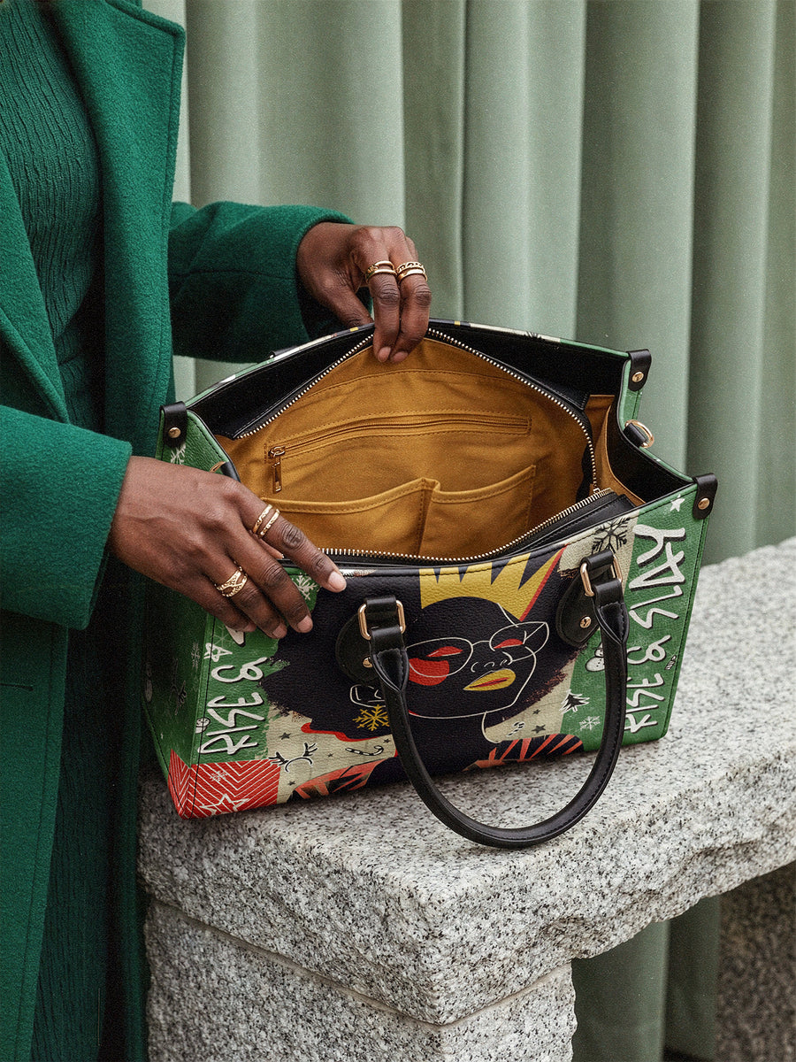 "Aina" Lime Pop Xmas Leather Handbag