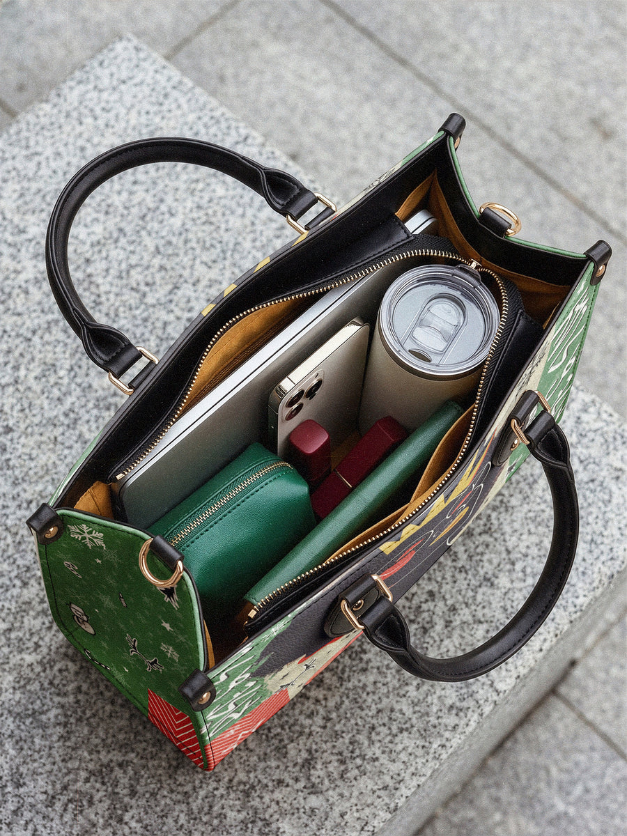 "Aina" Lime Pop Xmas Leather Handbag