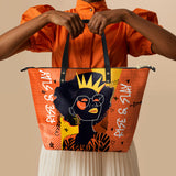 "Aina" Orange Sorbet Leather Tote Bag Deal