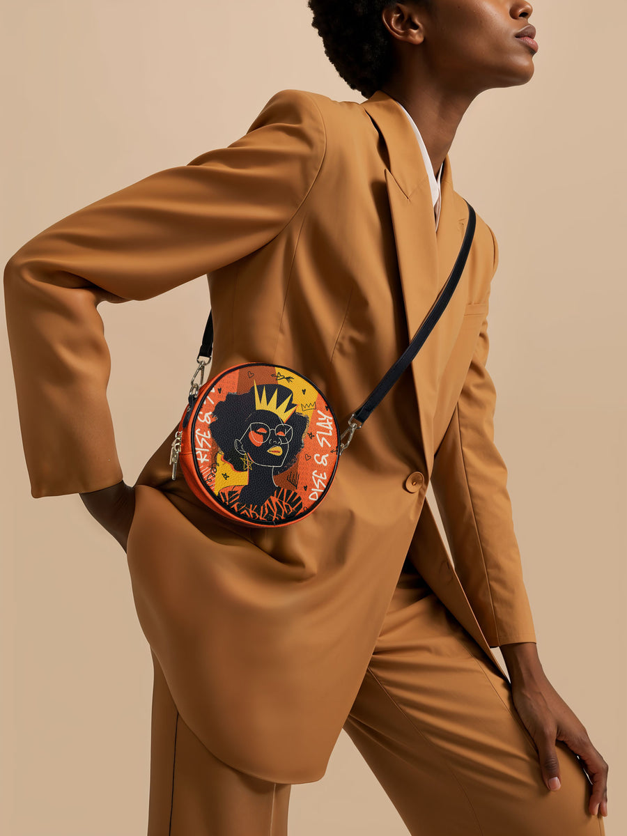 "Aina" Orange Sorbet Circle Crossbody Bag