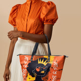 "Aina" Orange Sorbet Leather Tote Bag BTS DEAL