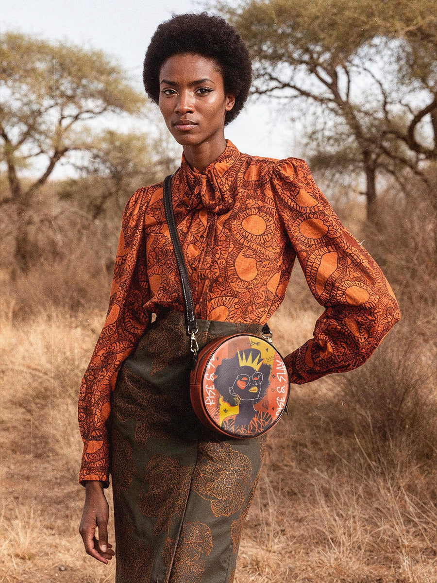 "Aina" Orange Sorbet Circle Crossbody Bag