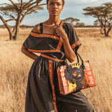 "Aina" Orange Sorbet Leather Handbag