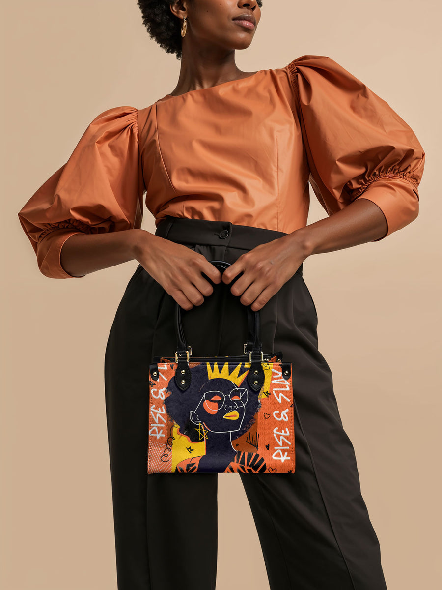"Aina" Orange Sorbet Small Leather Handbag