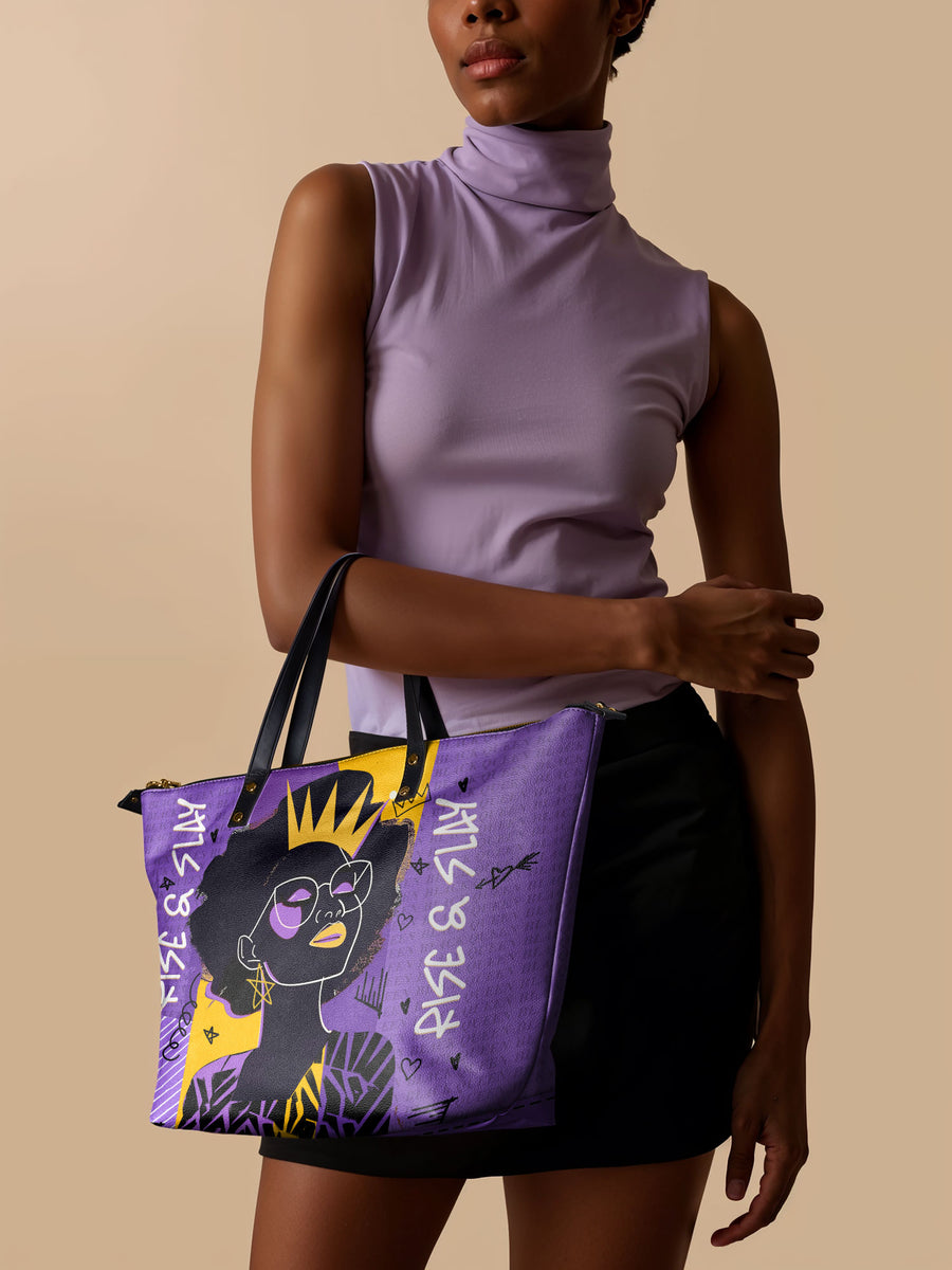 "Aina" Grape Soda Leather Tote Bag