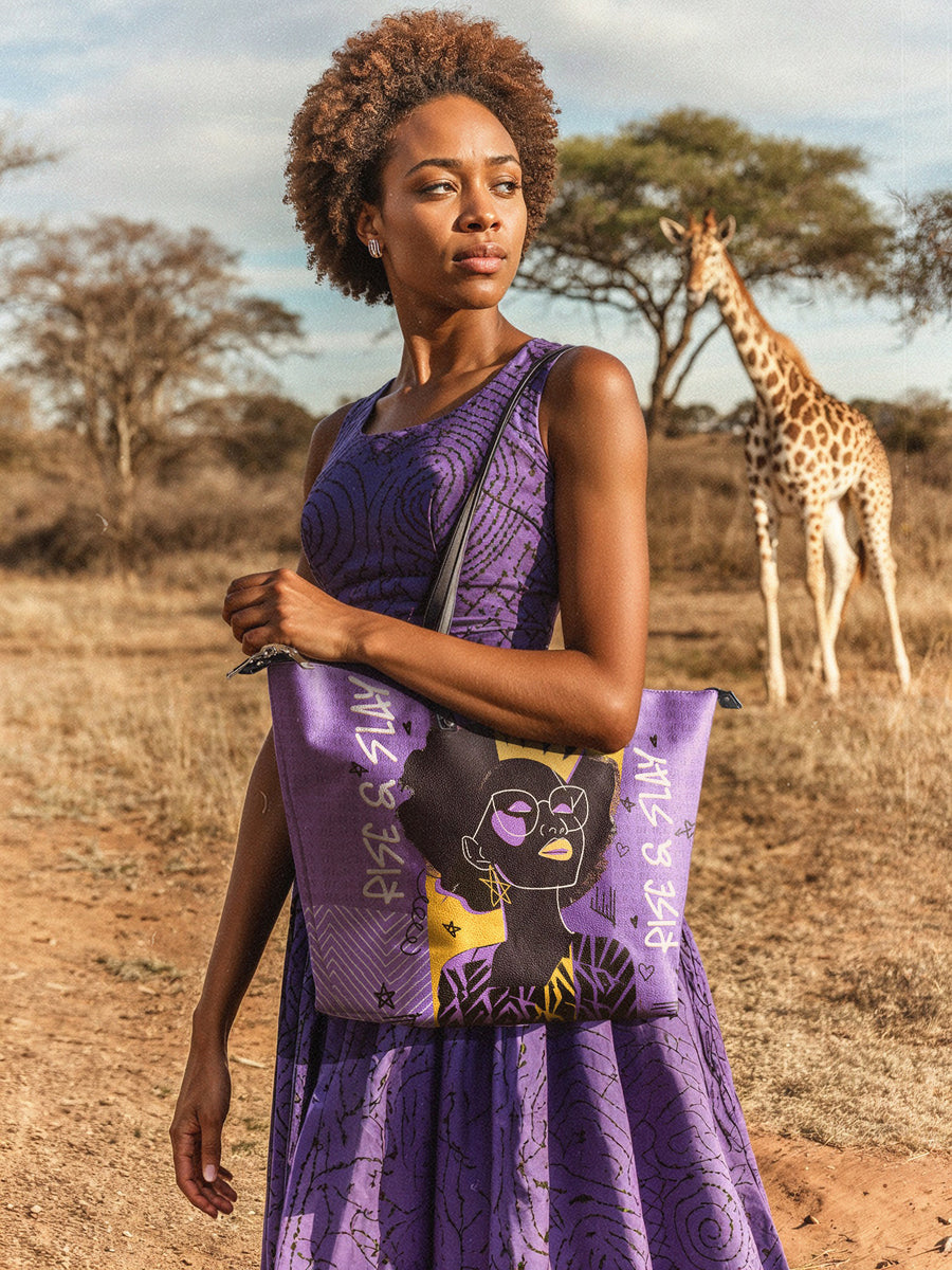 "Aina" Grape Soda Leather Tote Bag