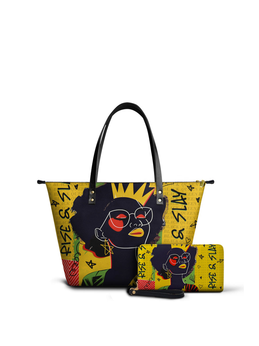 "Aina" Lemon Zest Leather Tote Bag Matching Set - DD DEAL