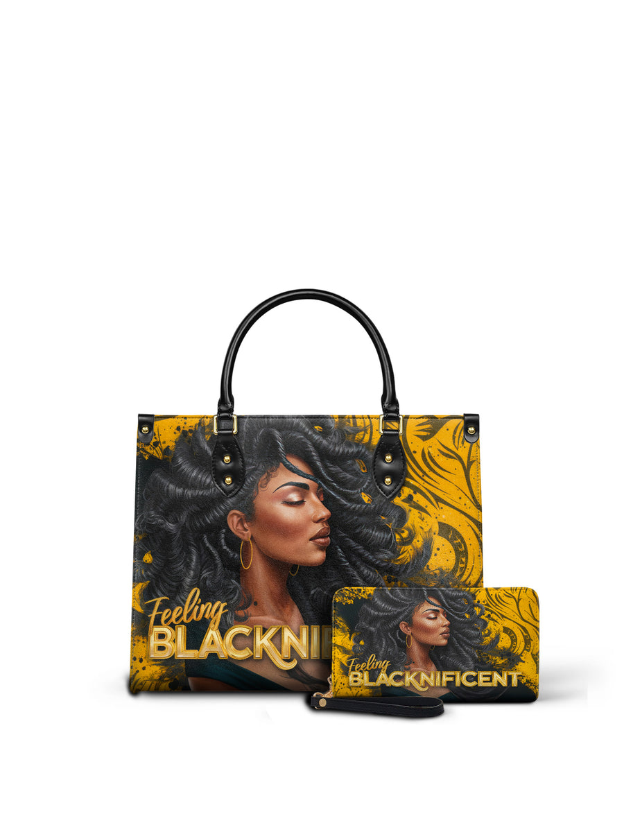 "Blacknificent" Leather Handbag Matching Set - DD DEAL