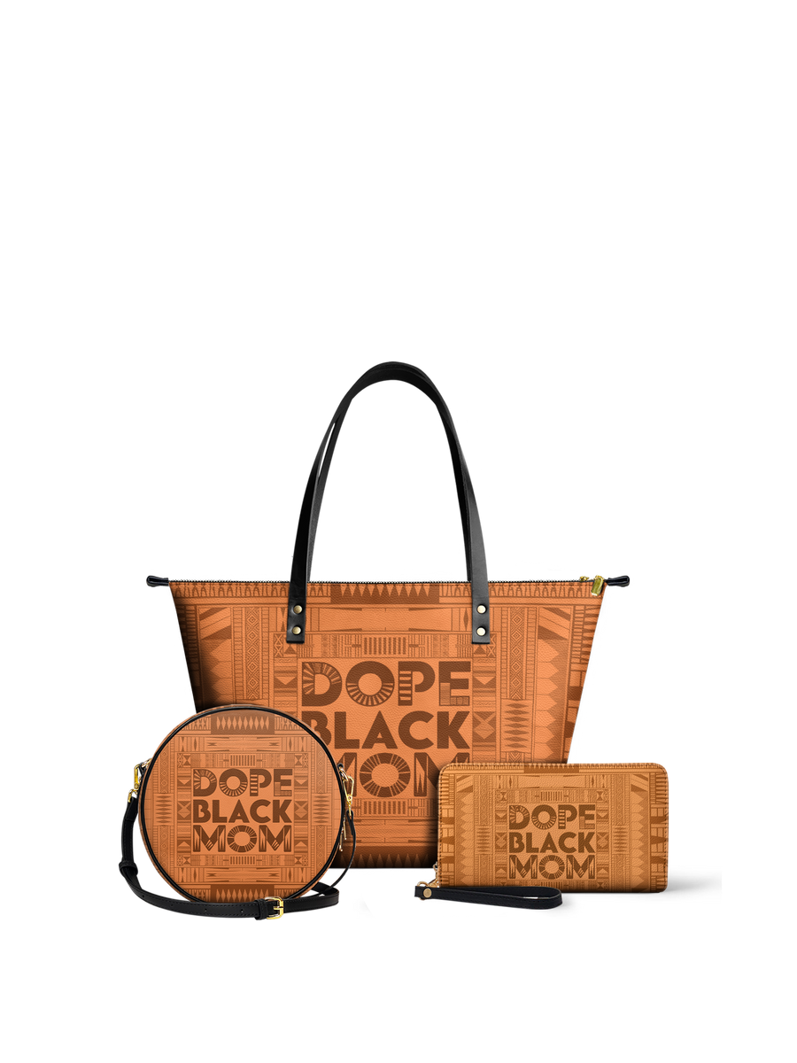 "Dope Black Mom" Leather Tote Bag Matching Set - DD DEAL