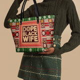 "Dope Black Wife" Frosted Pine Leather Tote Bag