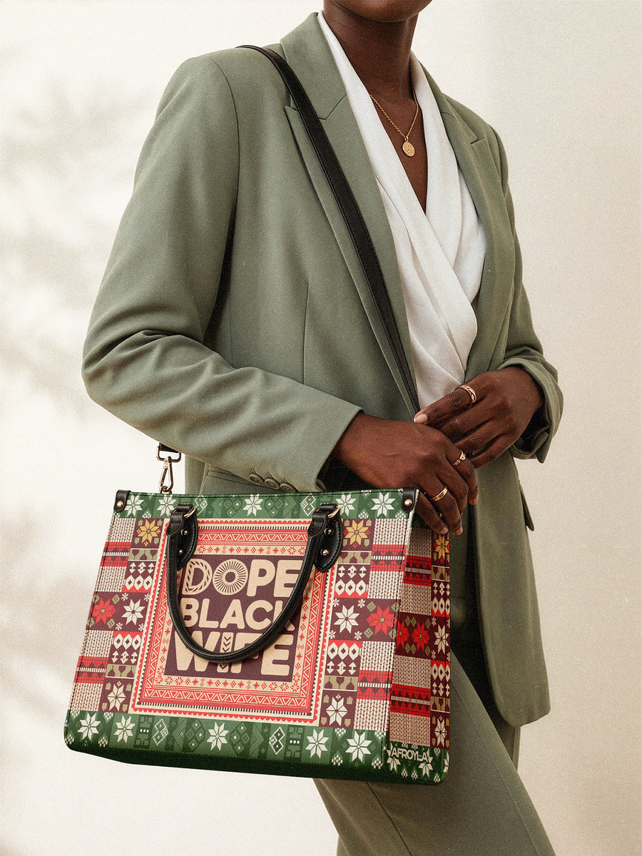 "Dope Black Wife" Frosted Pine Leather Handbag