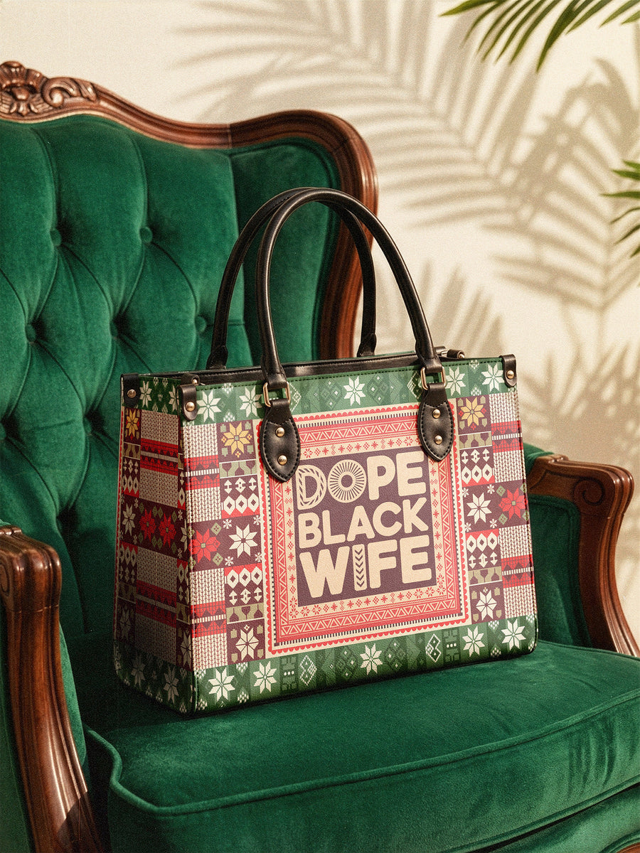 "Dope Black Wife" Frosted Pine Leather Handbag