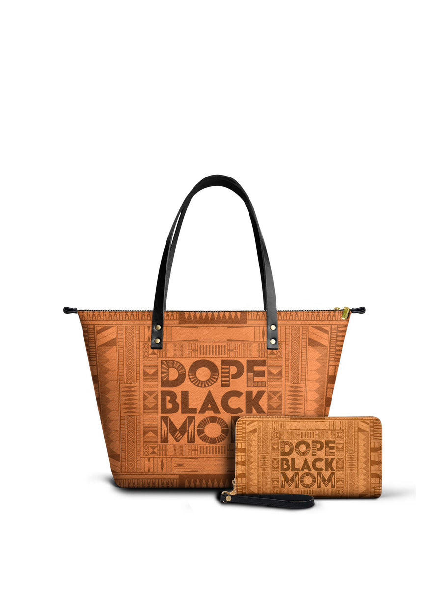 "Dope Black Mom" Leather Tote Bag Matching Set - DD DEAL