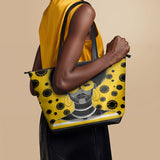"Fahari" Marigold Pop Leather Tote Bag - BRAVE ONES DEAL
