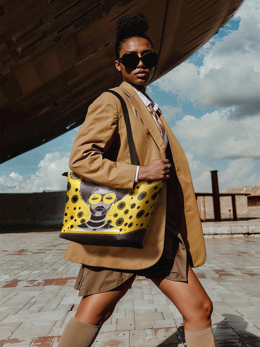 "Fahari" Marigold Pop Leather Tote Bag DD DEAL