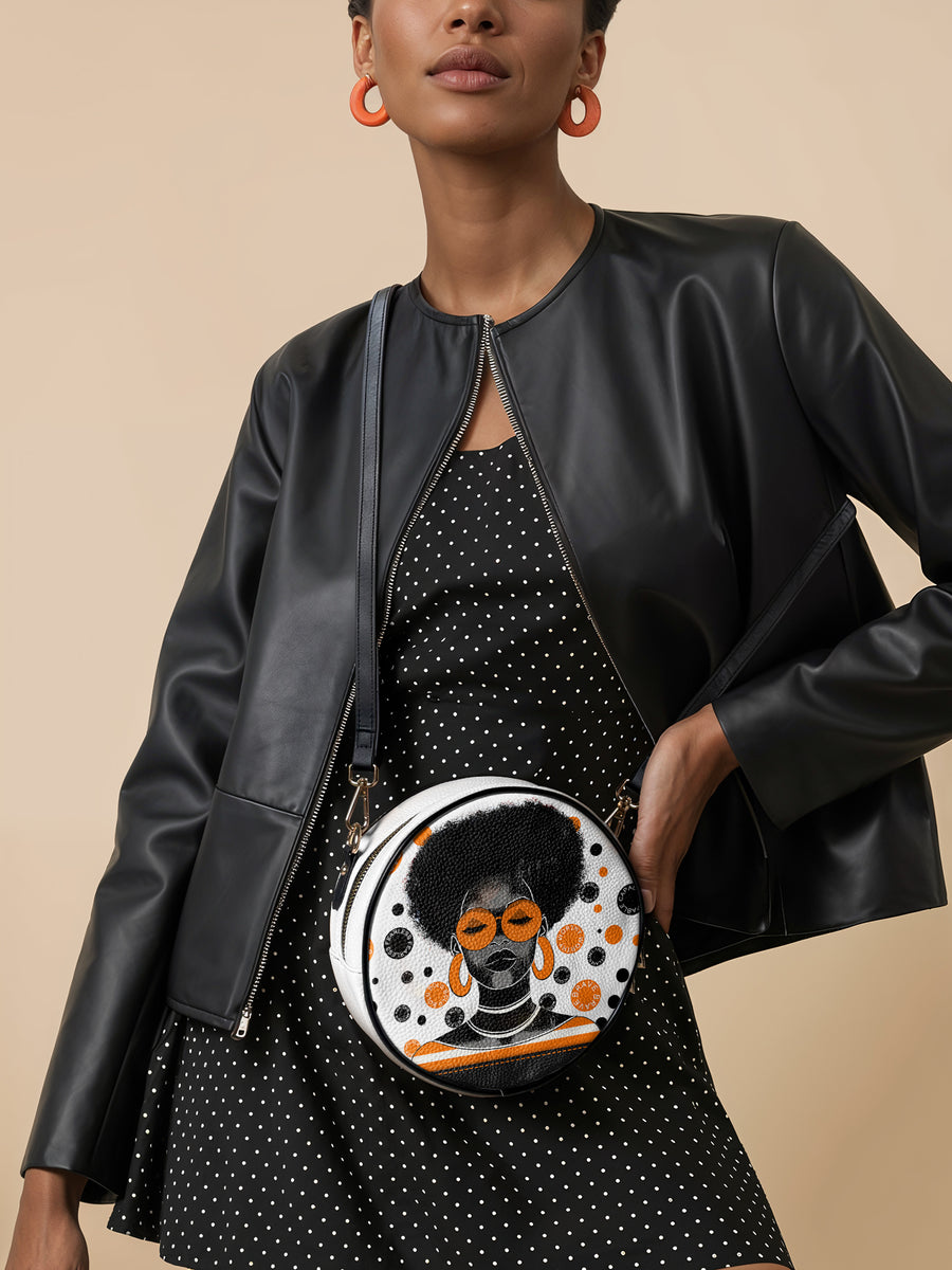 "Fahari" Marshmallow Citrus Circle Crossbody Bag