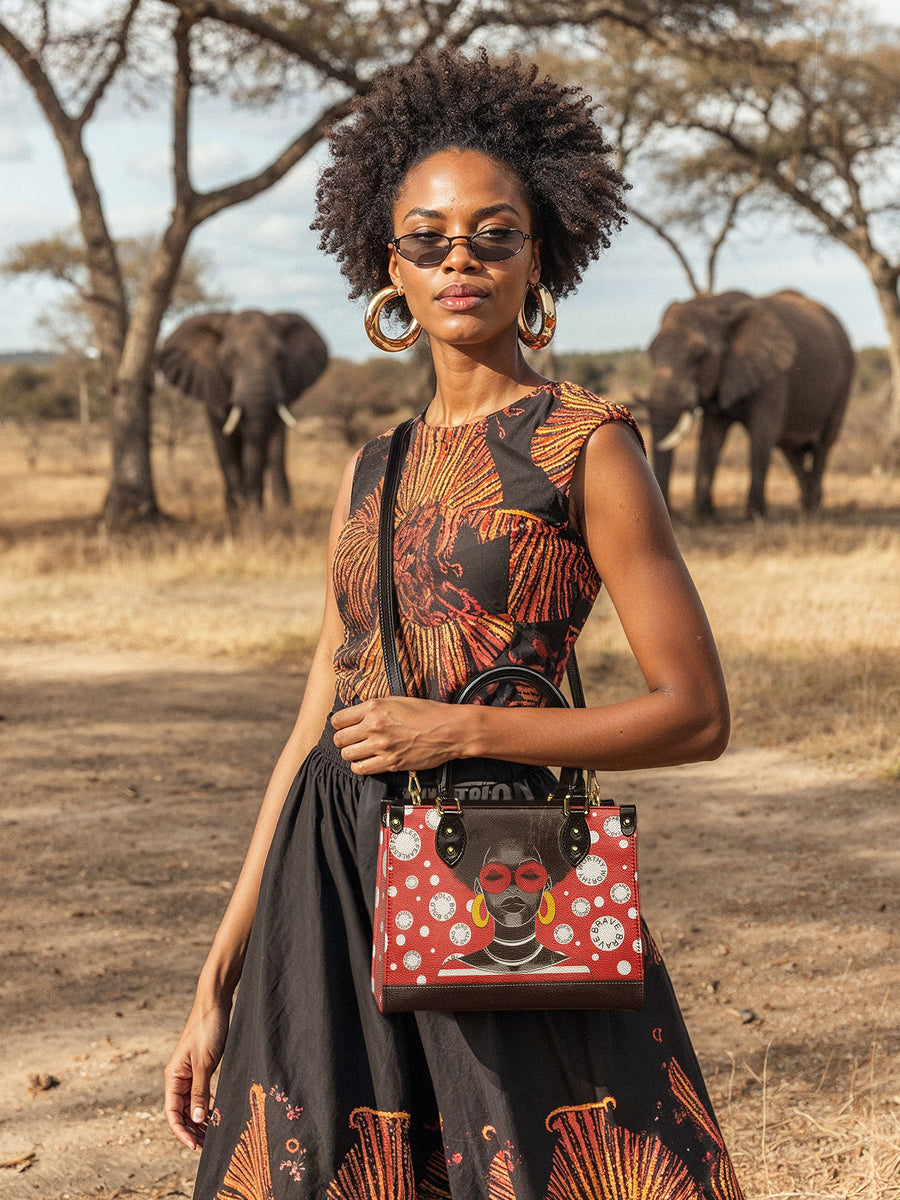 "Fahari" Strawberry Pop Small Leather Handbag