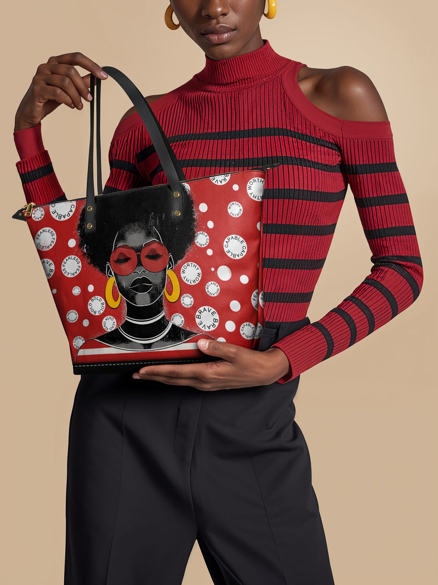 "Fahari" Strawberry Pop Leather Tote Bag Matching Set - DD DEAL