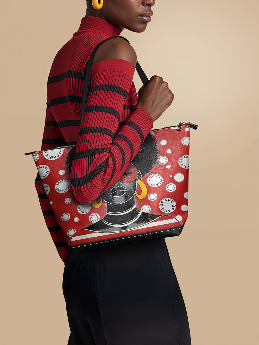 "Fahari" Strawberry Pop Leather Tote Bag