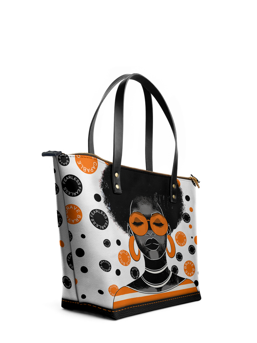 "Fahari" Marshmallow Citrus Leather Tote Bag