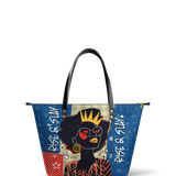 "Aina" Blueberry Snow Leather Tote Bag Deal