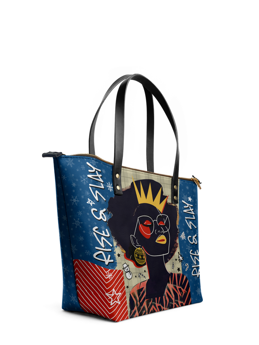 "Aina" Blueberry Snow Leather Tote Bag Matching Set - DD DEAL