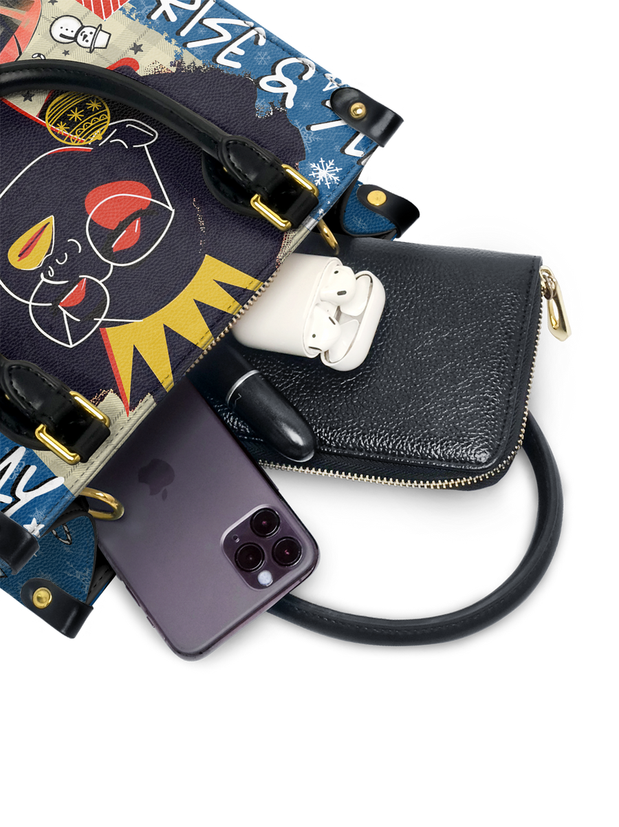 "Aina" Blueberry Snow Small Leather Handbag