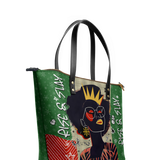"Aina" Lime Pop Xmas Leather Tote Bag