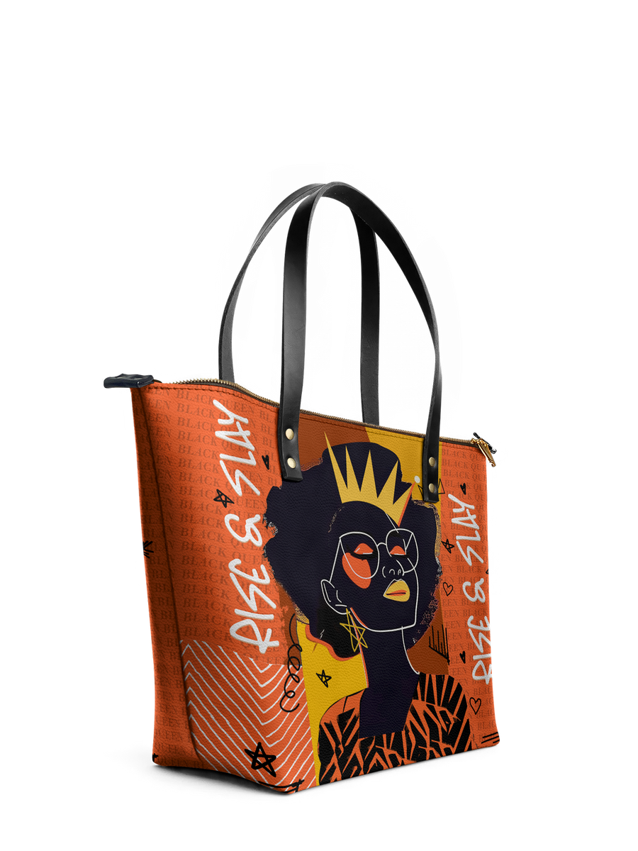 "Aina" Orange Sorbet Leather Tote Bag