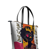 "Aina" Rise & Slay White Leather Tote Bag