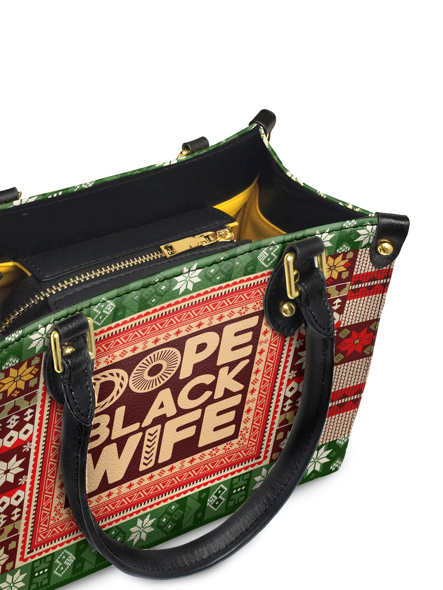 "Dope Black Wife" Frosted Pine Small Leather Handbag