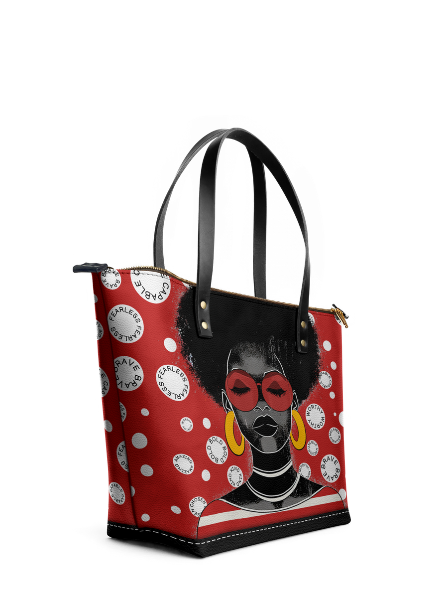 "Fahari" Strawberry Pop Leather Tote Bag