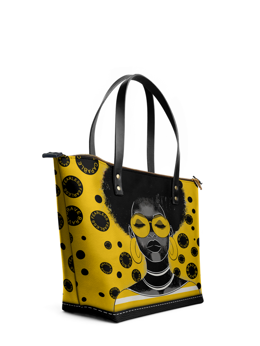 "Fahari" Marigold Pop Leather Tote Bag