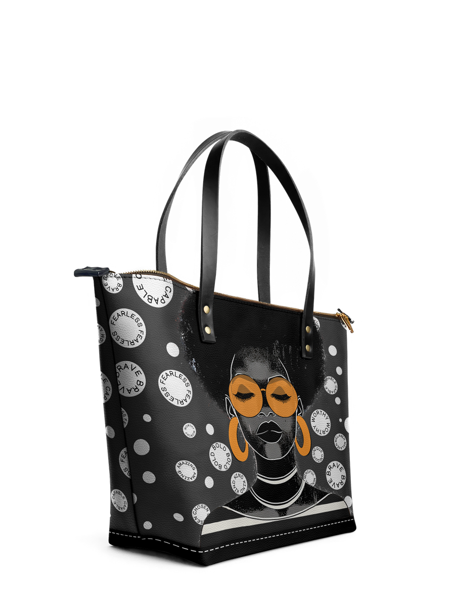 "Fahari" Monochrome Leather Tote Bag - DD DEAL