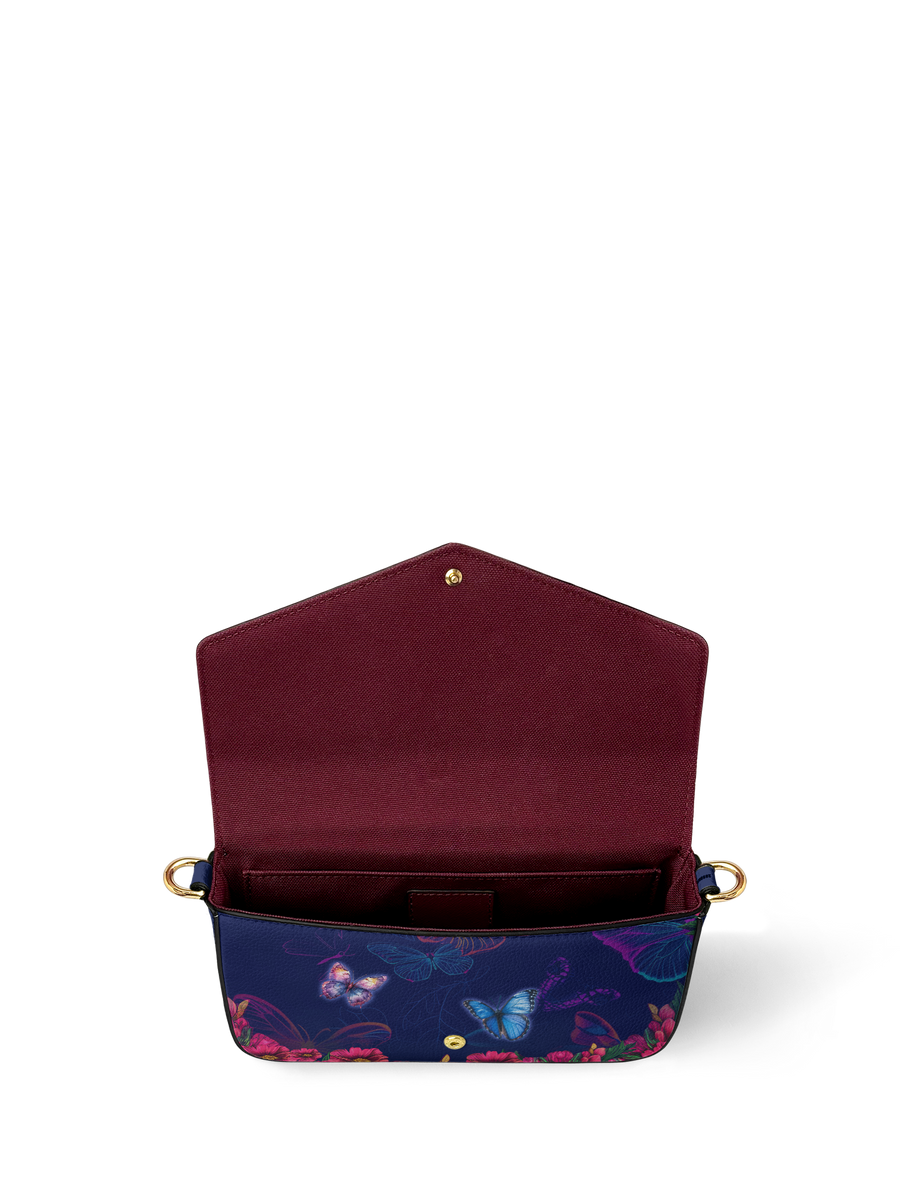 "Imani" Blue Orchid Envelope Chain Crossbody Bag