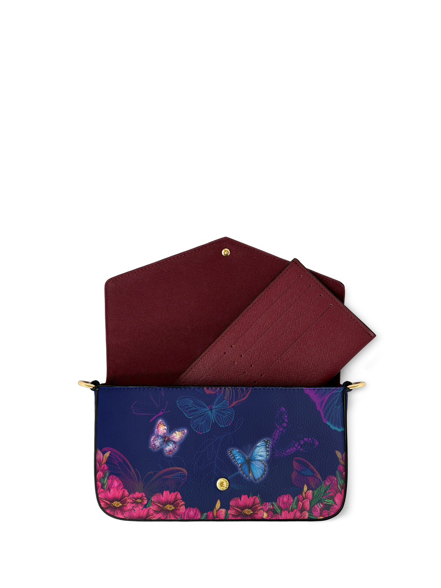 "Imani" Blue Orchid Envelope Chain Crossbody Bag