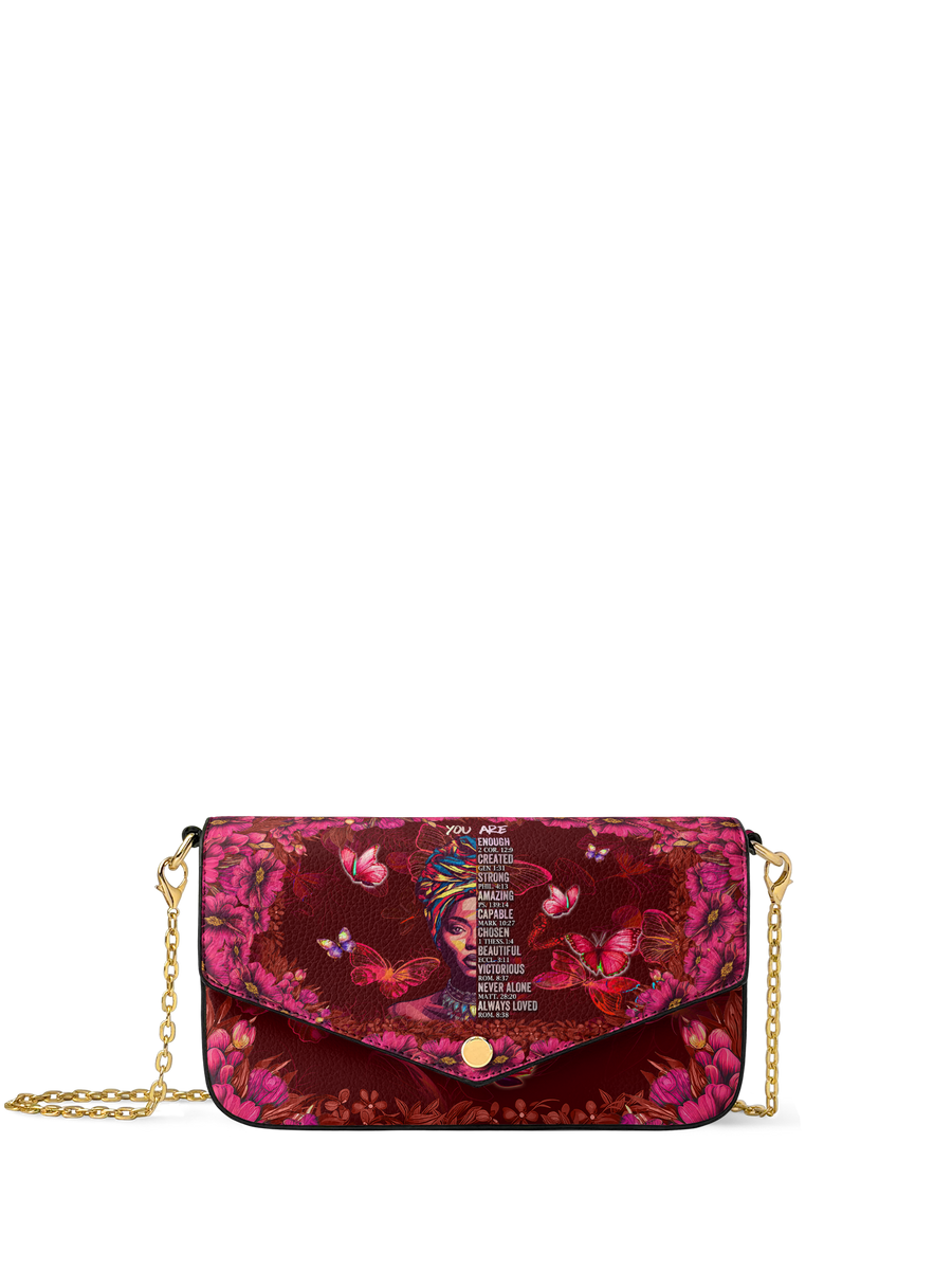 "Imani" Pomegranate Red Envelope Chain Crossbody Bag - DD DEAL